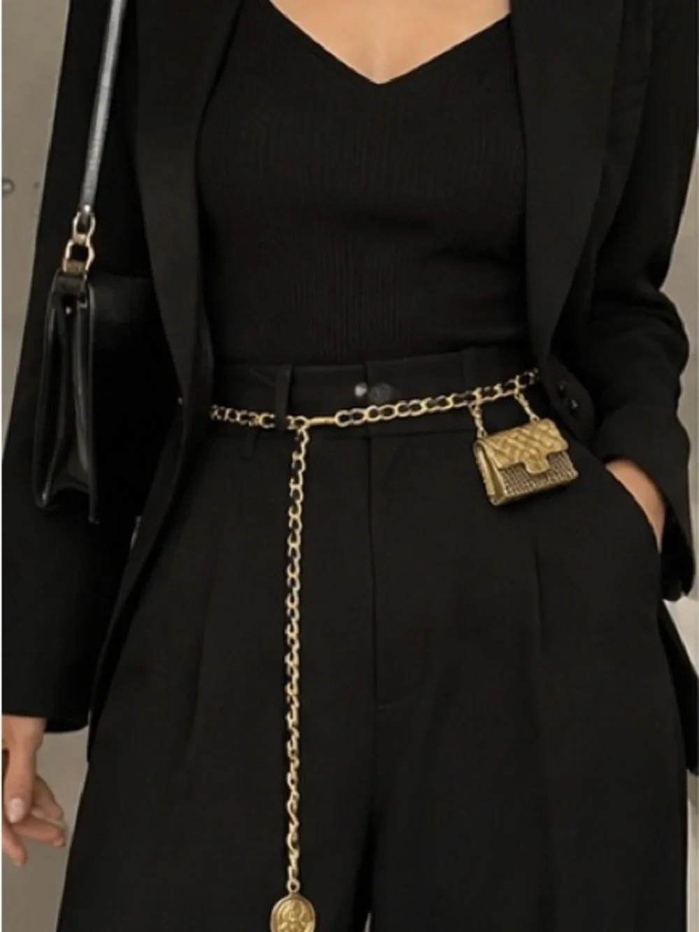 Luxury Gold Chain Waist Belt Mini Bag Charm